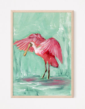 Clara, a Roseate Spoonbill Vertical Print