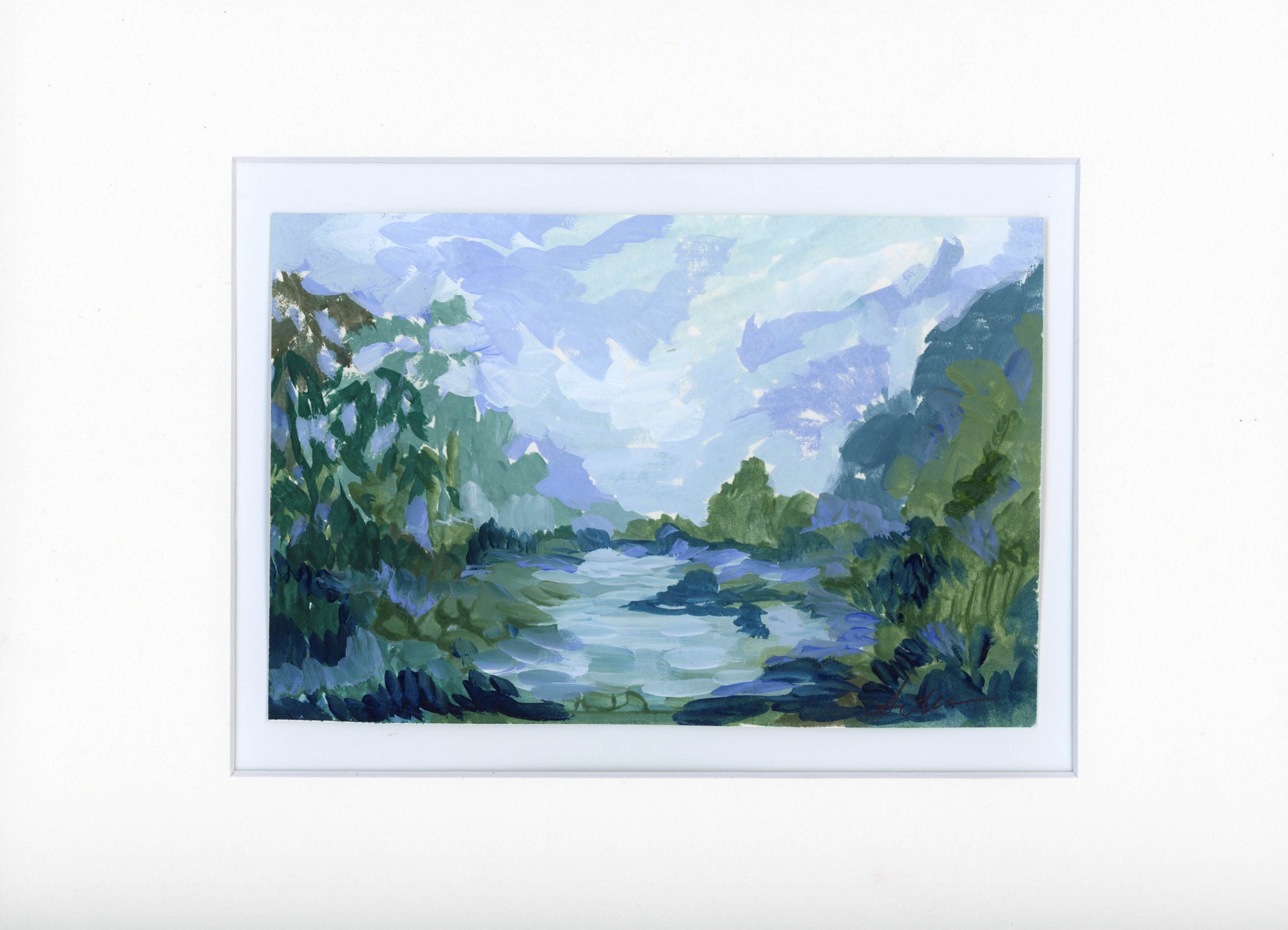 River Bend Original Gouache Painting