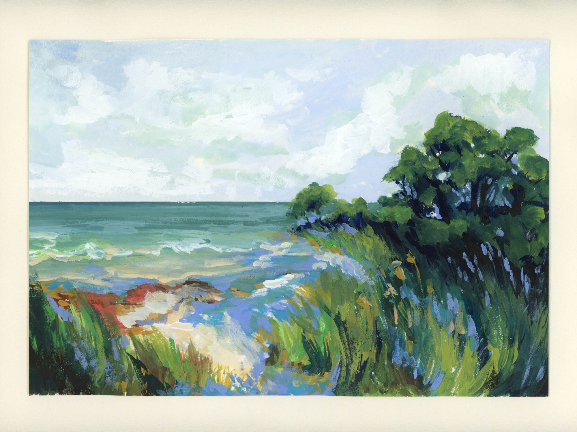 Sea Breeze Original Gouache Painting