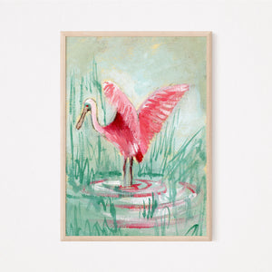 Irene, a Roseate Spoonbill Vertical Print